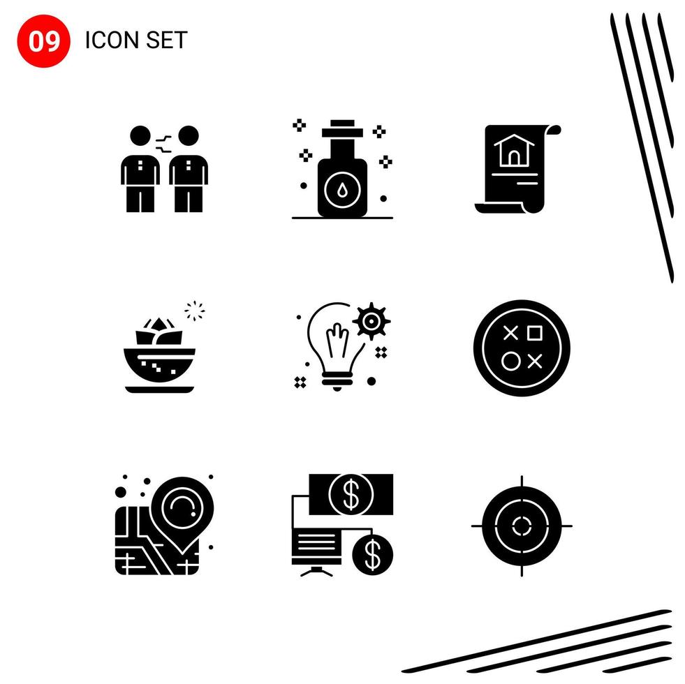 Collection of 9 Vector Icons in solid style Pixle Perfect Glyph Symbols for Web and Mobile Solid Icon Signs on White Background 9 Icons