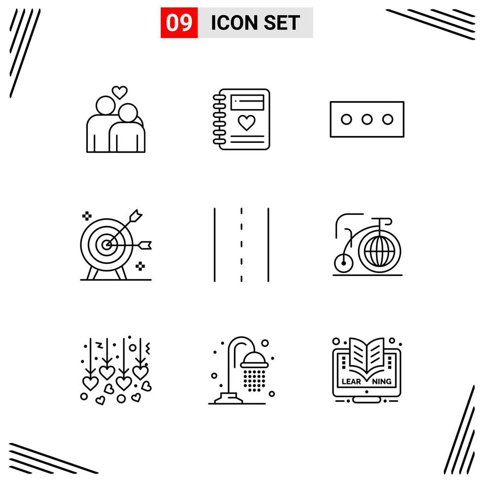 9 Icons Line Style Grid Based Creative Outline Symbols for Website Design Simple Line Icon Signs Isolated on White Background 9 Icon Set vector