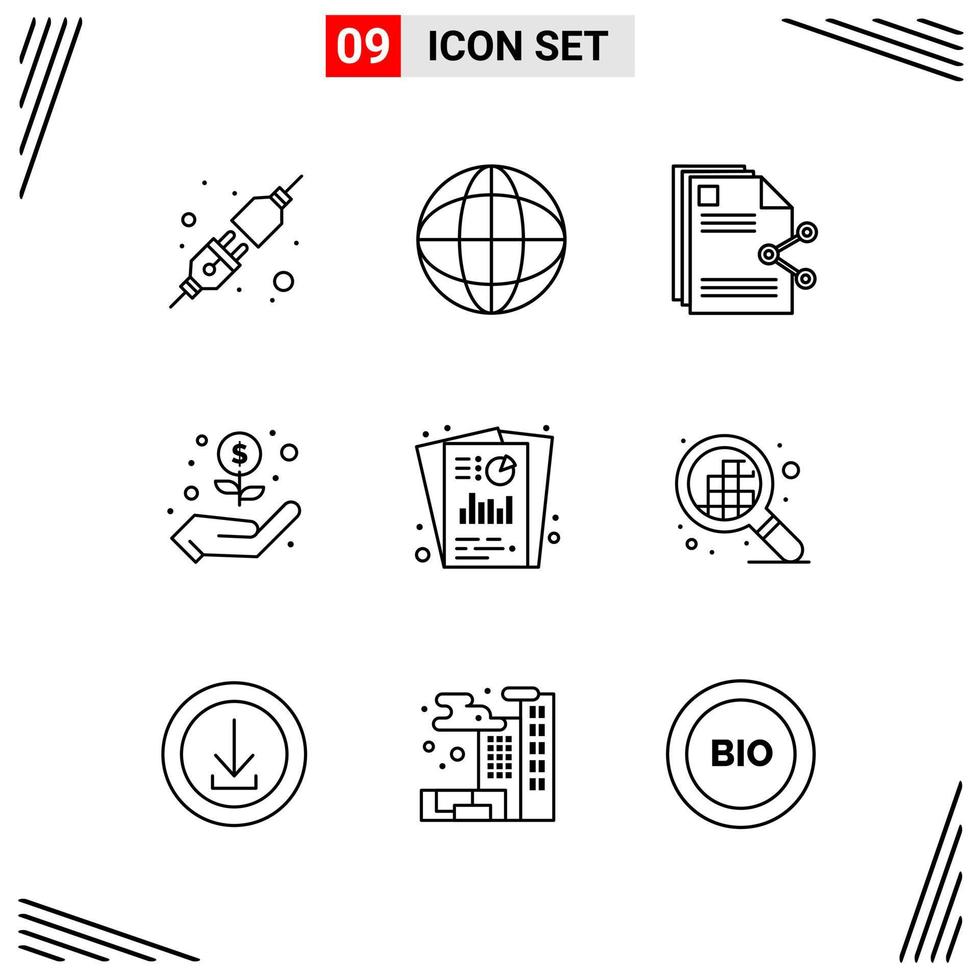 9 Icons Line Style Grid Based Creative Outline Symbols for Website Design Simple Line Icon Signs Isolated on White Background 9 Icon Set vector