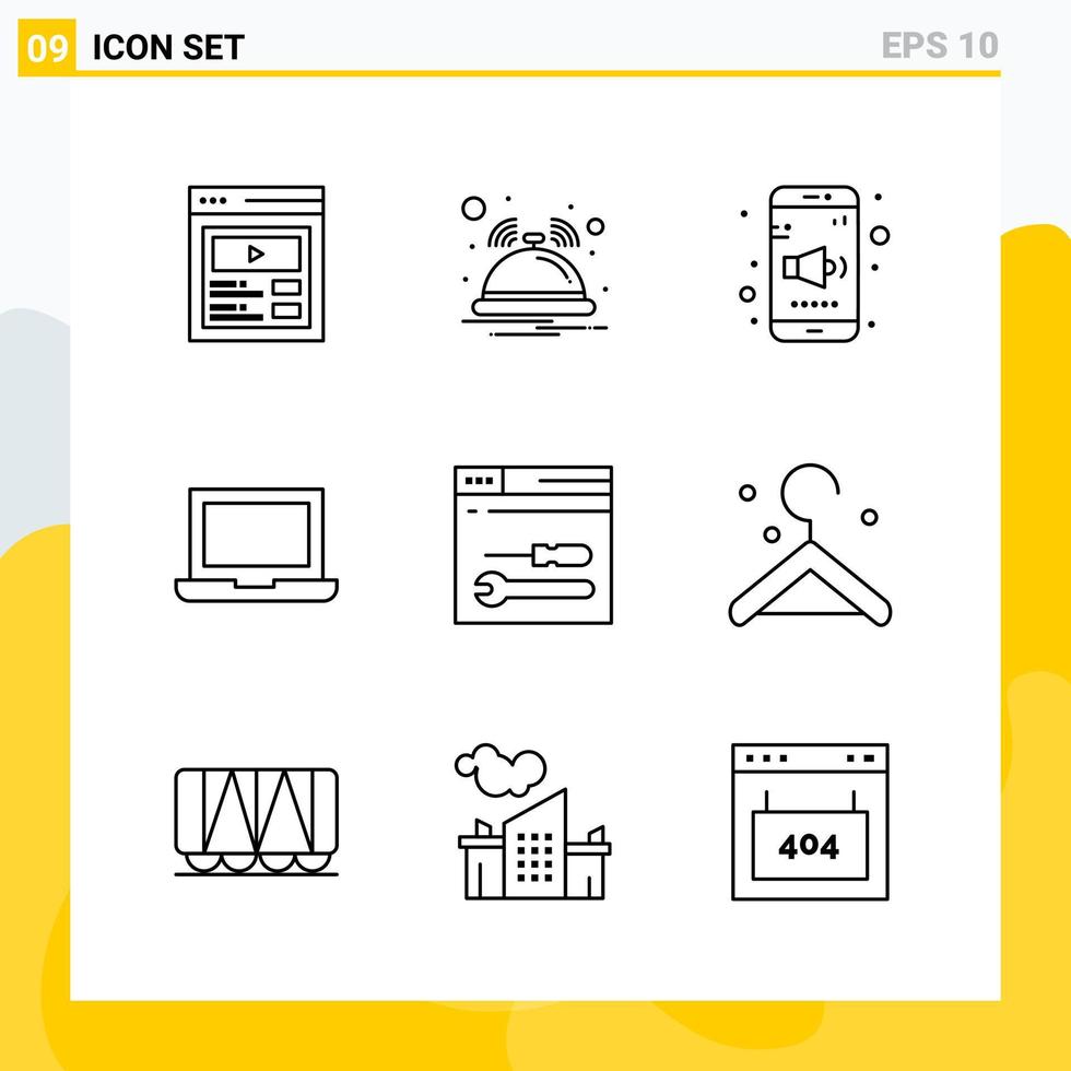 Collection of 9 Universal Line Icons Icon Set for Web and Mobile vector