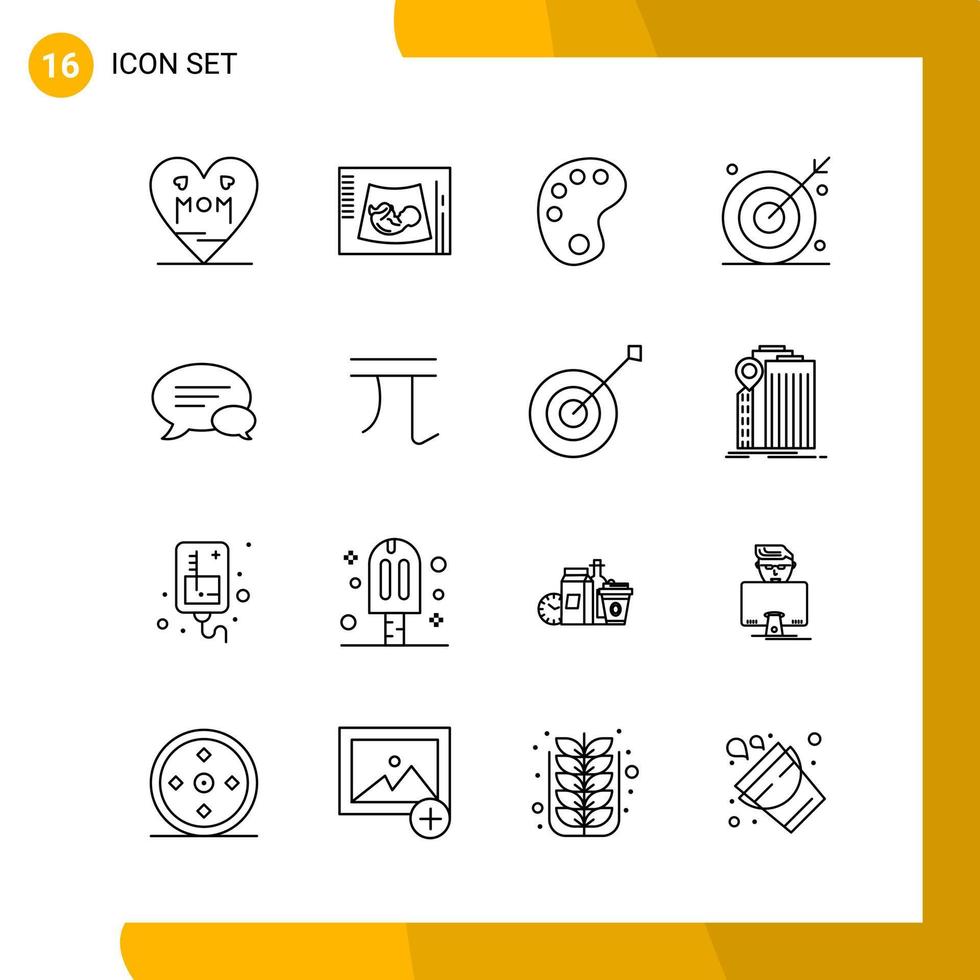 16 Icon Set Line Style Icon Pack Outline Symbols isolated on White Backgound for Responsive Website Designing vector
