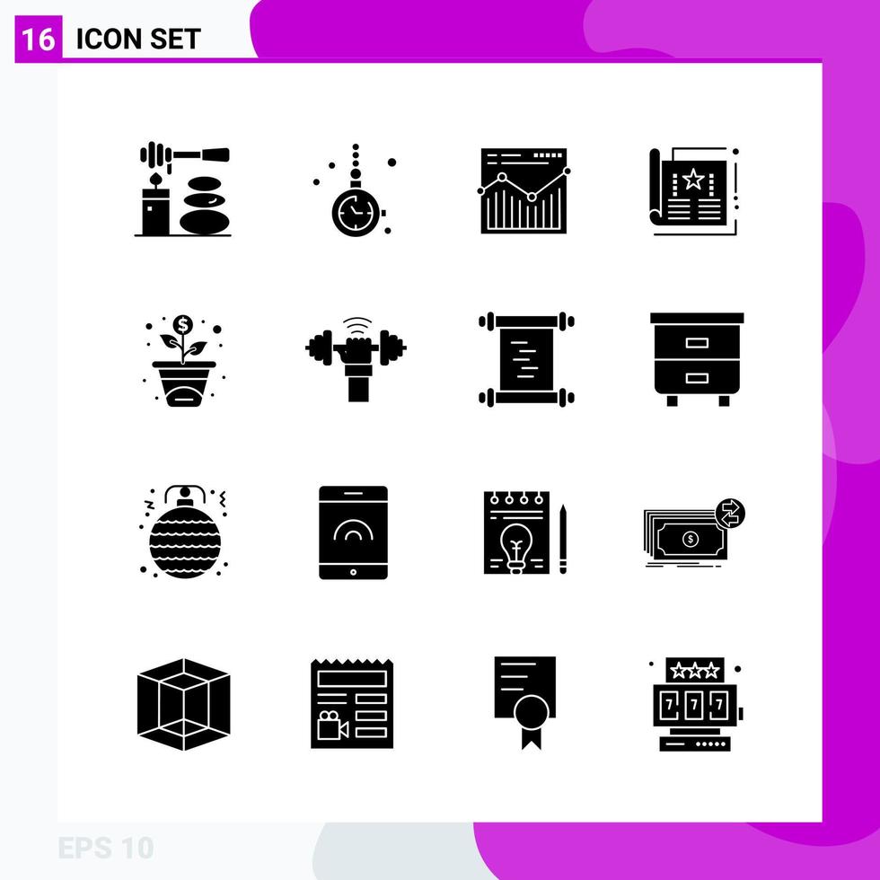 Solid Icon set Pack of 16 Glyph Icons isolated on White Background for Web Print and Mobile vector