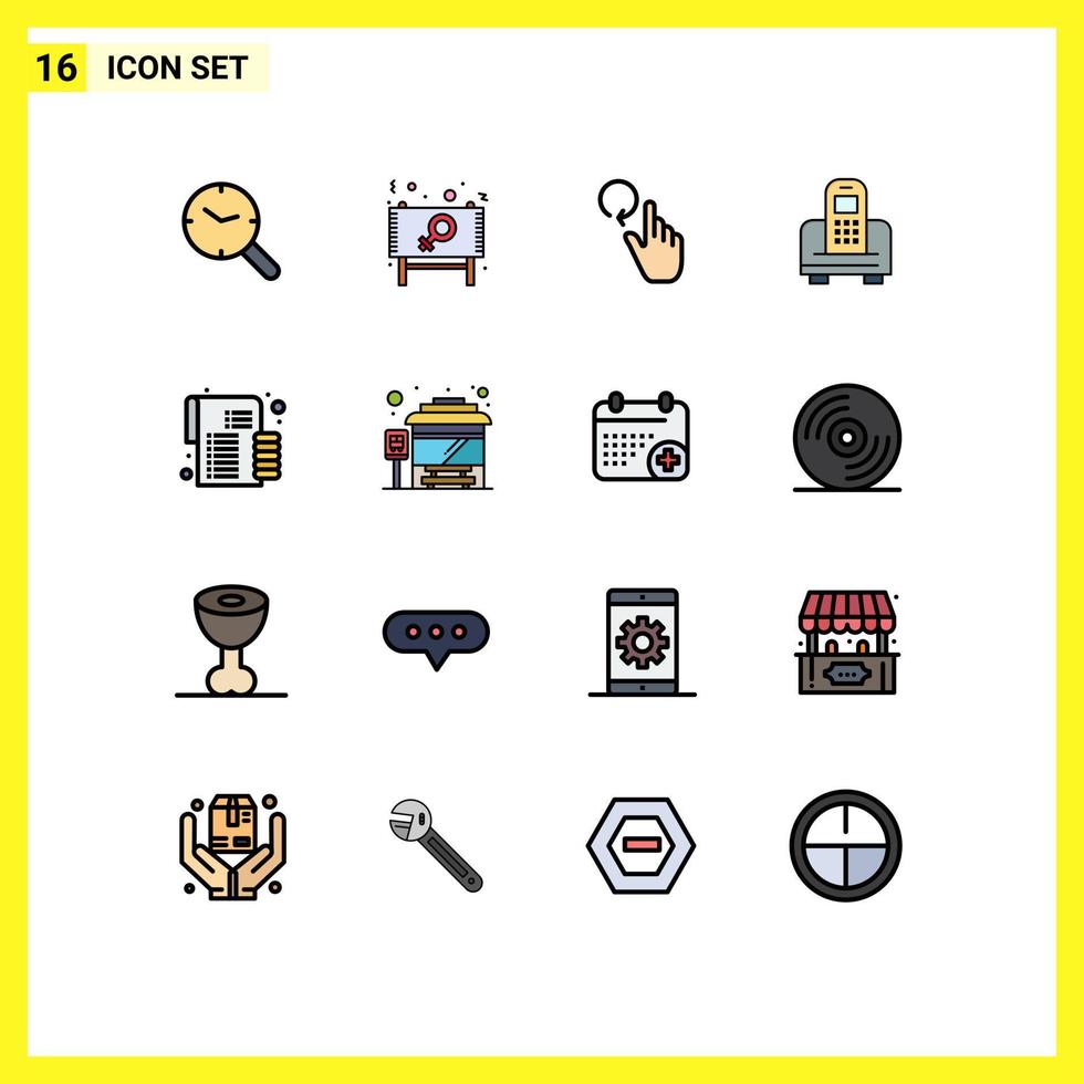Set of 16 Modern UI Icons Symbols Signs for budget cell sign mobile reload Editable Creative Vector Design Elements