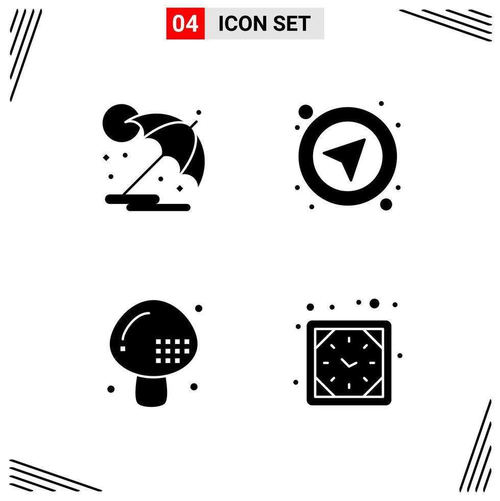 4 Icons Solid Style Grid Based Creative Glyph Symbols for Website Design Simple Solid Icon Signs Isolated on White Background 4 Icon Set vector