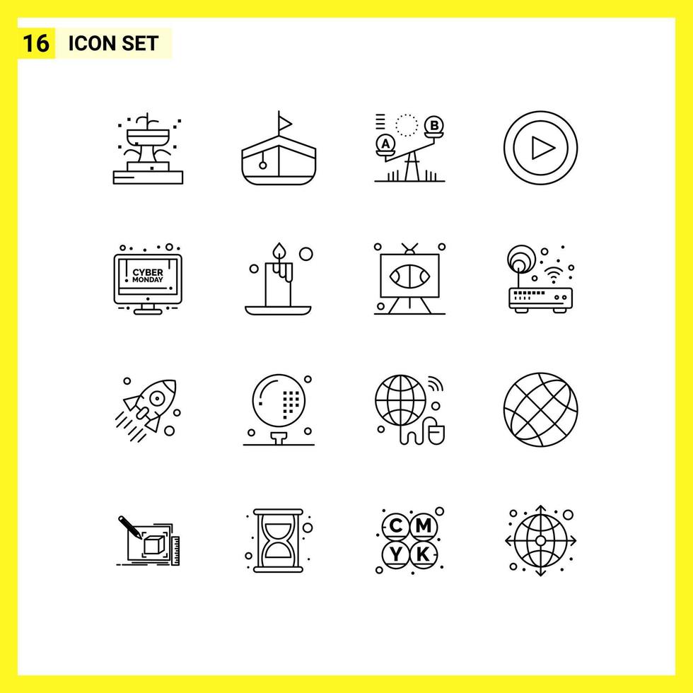 Set of 16 Commercial Outlines pack for monday discount decision online shop play Editable Vector Design Elements