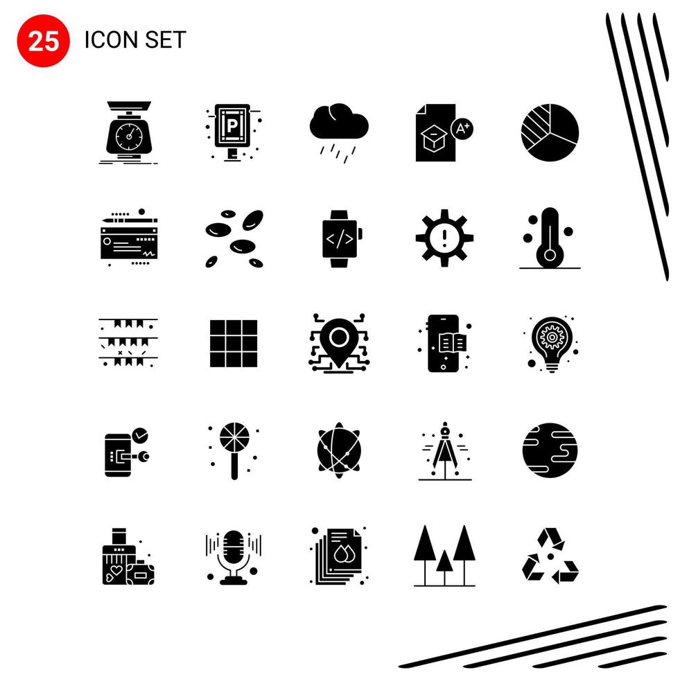 Collection of 25 Vector Icons in solid style Pixle Perfect Glyph Symbols for Web and Mobile Solid Icon Signs on White Background 25 Icons