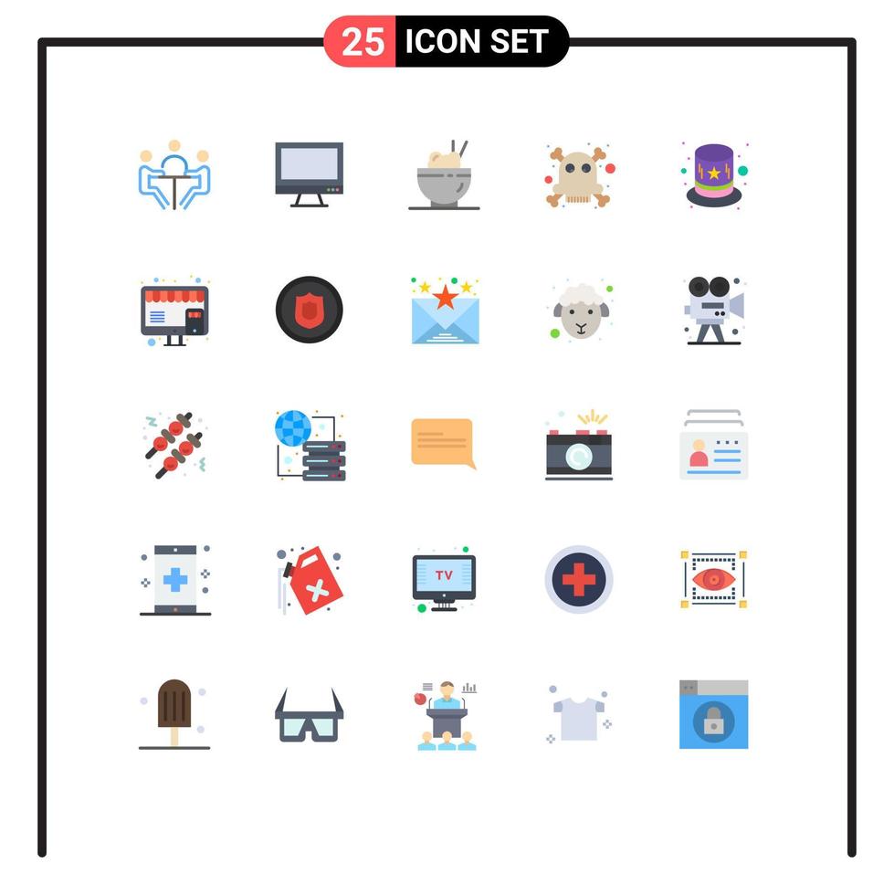 Universal Icon Symbols Group of 25 Modern Flat Colors of costume poison imac death rice Editable Vector Design Elements