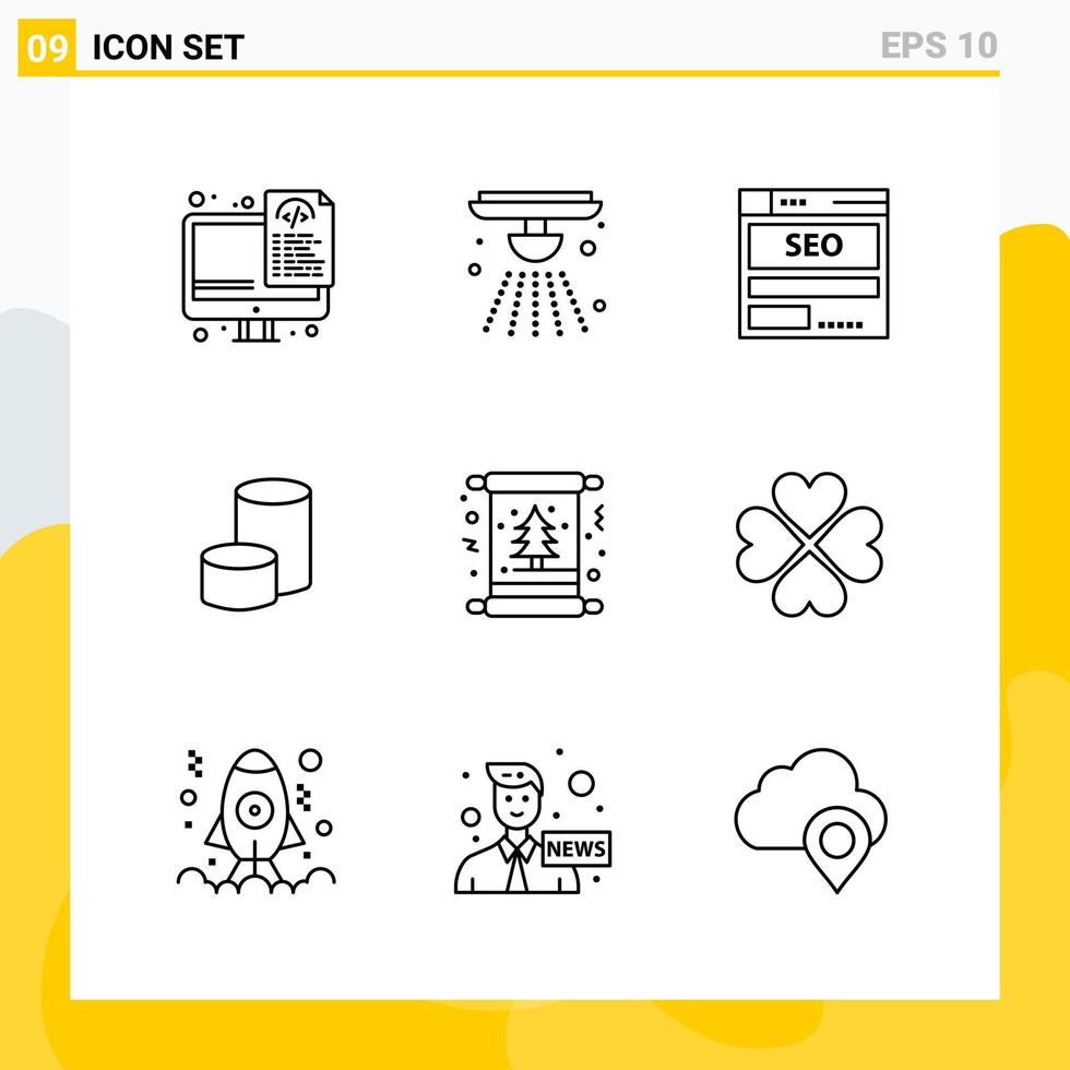 colección de 9 iconos de línea universal conjunto de iconos para web y móvil vector