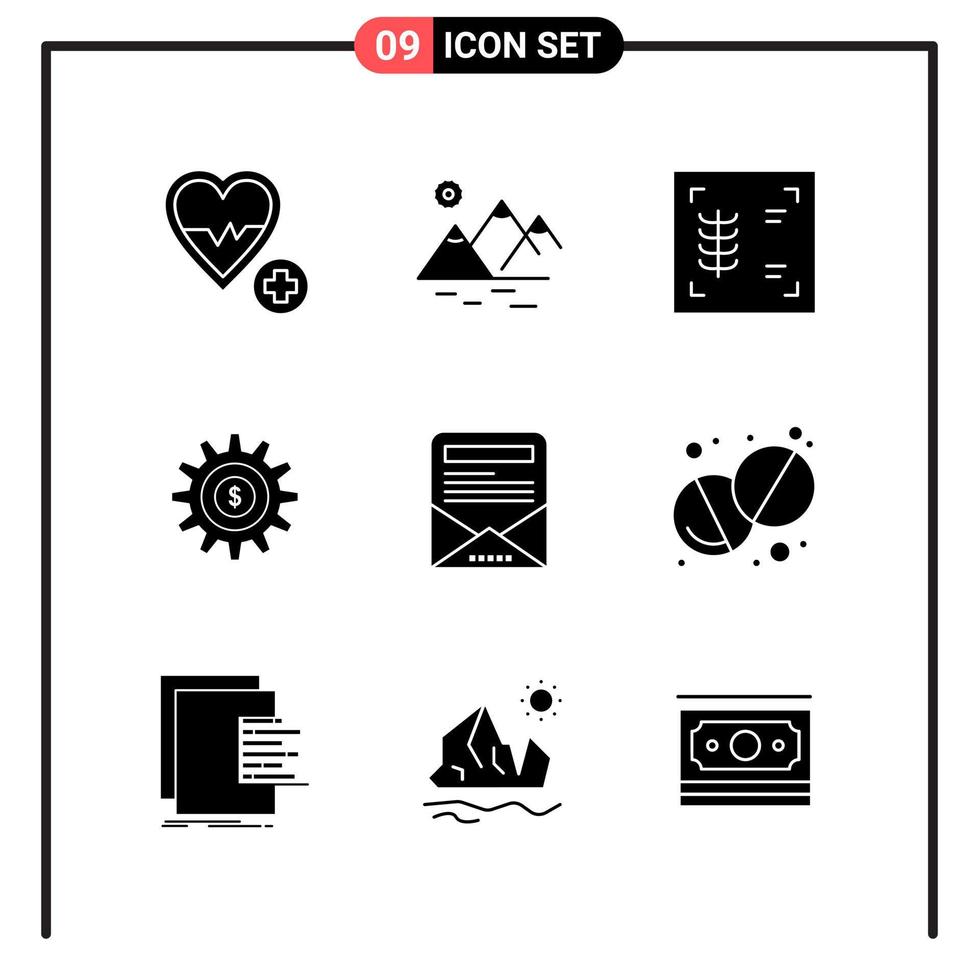 Set of 9 Solid Style Icons for web and mobile Glyph Symbols for print Solid Icon Signs Isolated on White Background 9 Icon Set vector
