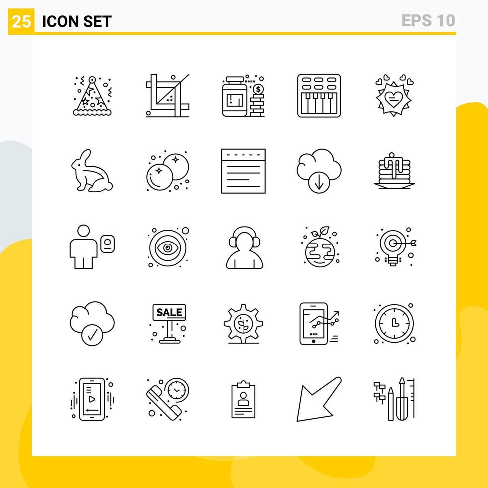 Collection of 25 Universal Line Icons Icon Set for Web and Mobile vector