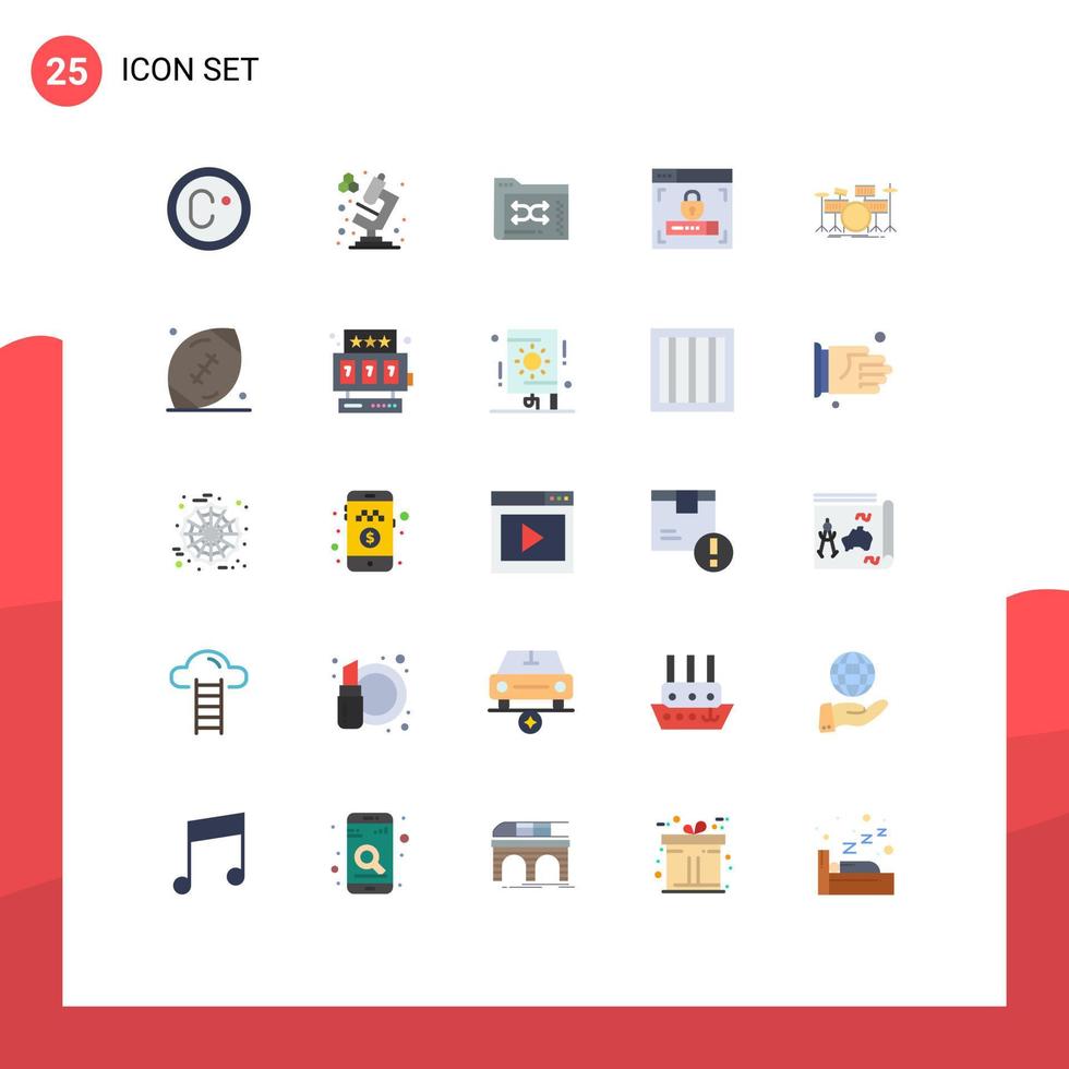 Set of 25 Modern UI Icons Symbols Signs for kit drums files drum security Editable Vector Design Elements