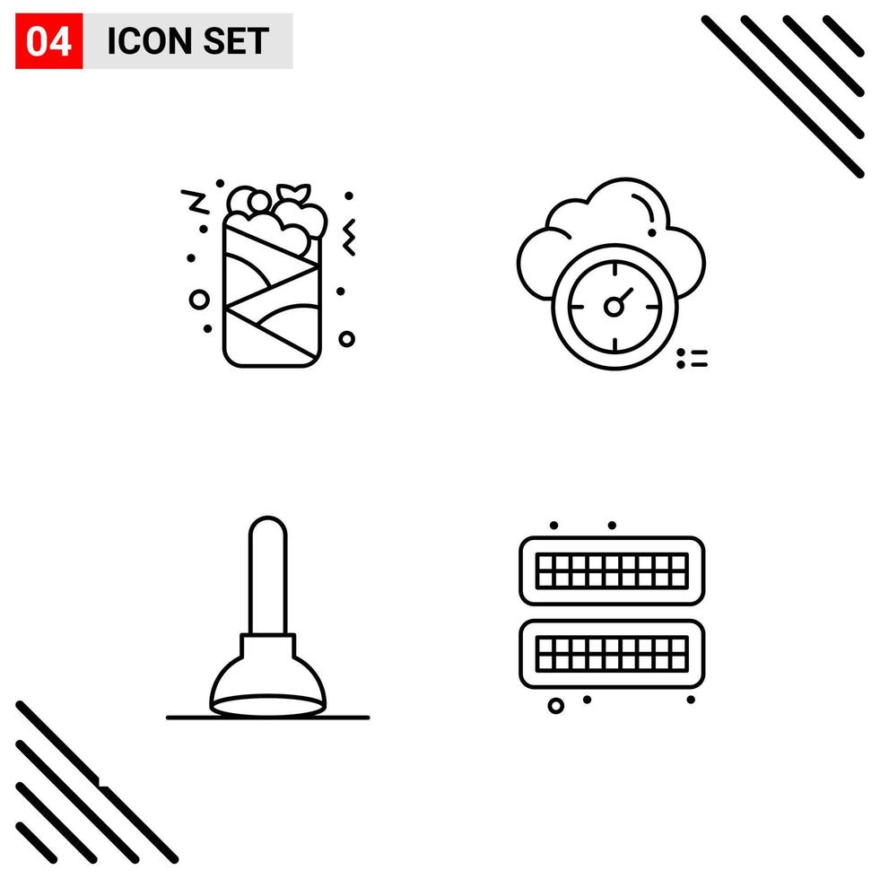 Pixle Perfect Set of 4 Line Icons Outline Icon Set for Webite Designing and Mobile Applications Interface vector