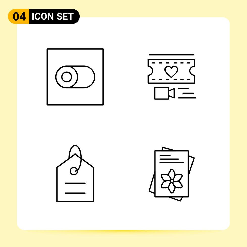 4 Creative Icons for Modern website design and responsive mobile apps 4 Outline Symbols Signs on White Background 4 Icon Pack vector