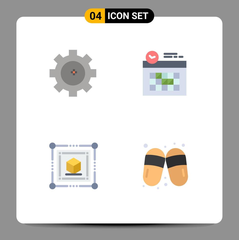conjunto de 4 paquetes de iconos planos comerciales para engranajes web calendario día mujer elementos de diseño vectorial editables vector