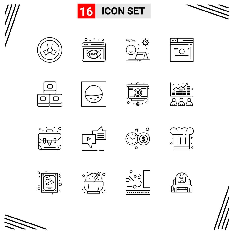 16 Outline concept for Websites Mobile and Apps sushi web holiday quicklinks links Editable Vector Design Elements