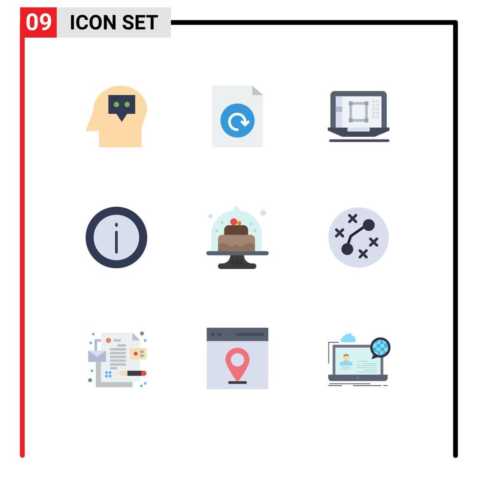 9 User Interface Flat Color Pack of modern Signs and Symbols of baking support designing tool sign info Editable Vector Design Elements