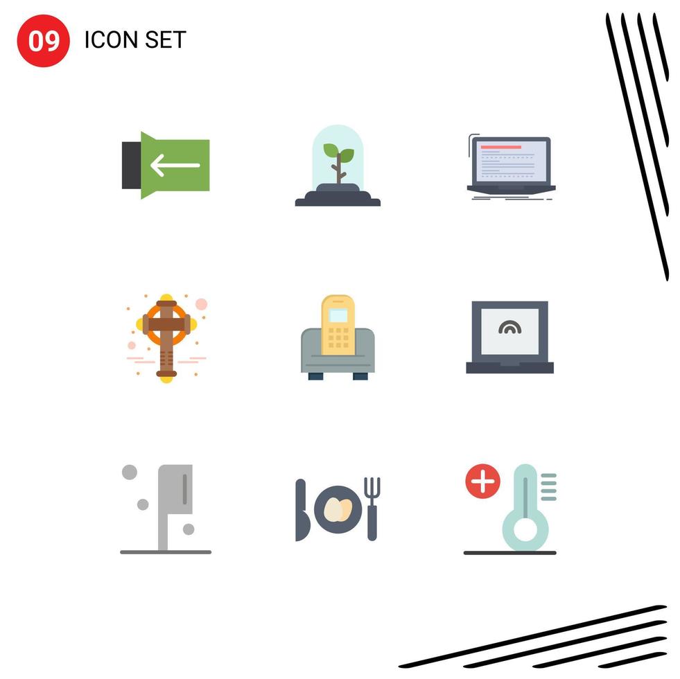 Pictogram Set of 9 Simple Flat Colors of cell device computer patrick ireland Editable Vector Design Elements