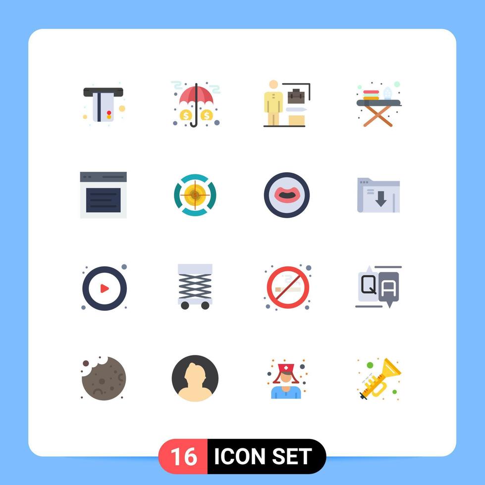 conjunto de 16 iconos de interfaz de usuario modernos símbolos signos para héroe herramientas de planchado protección soporte de planchado empresario paquete editable de elementos de diseño de vectores creativos