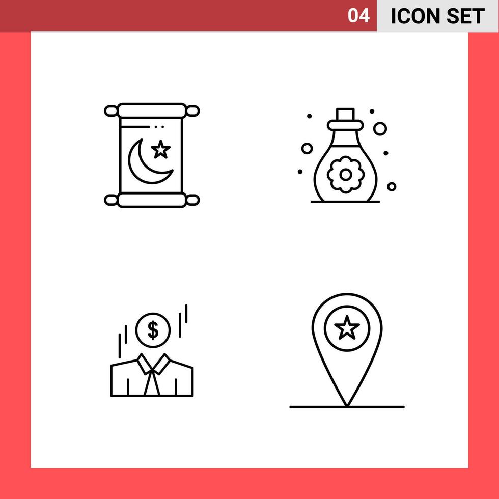 4 Icon Pack Line Style Outline Symbols on White Background Simple Signs for general designing vector