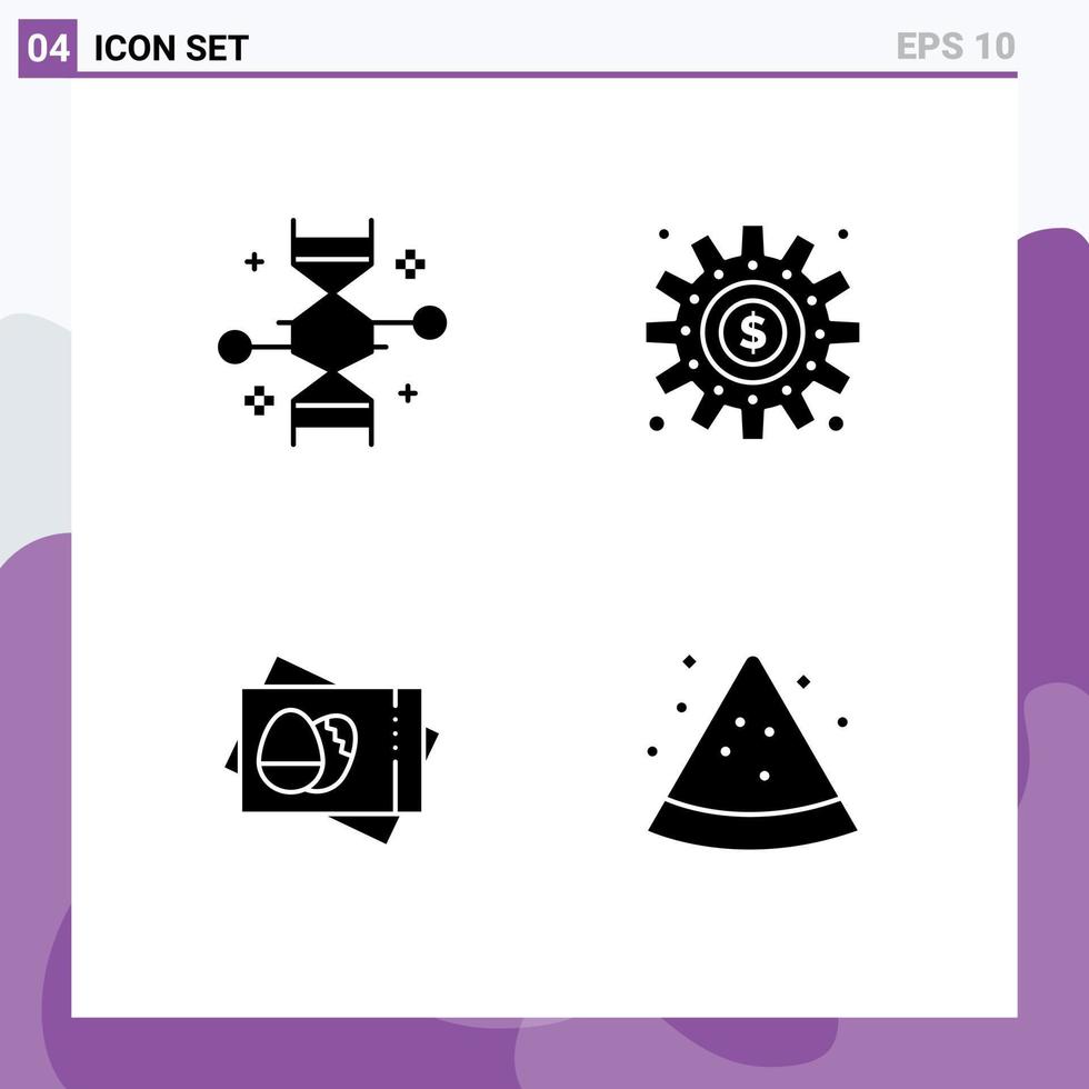 Stock Vector Icon Pack of 4 Line Signs and Symbols for chromosome work genetic modification making egg Editable Vector Design Elements