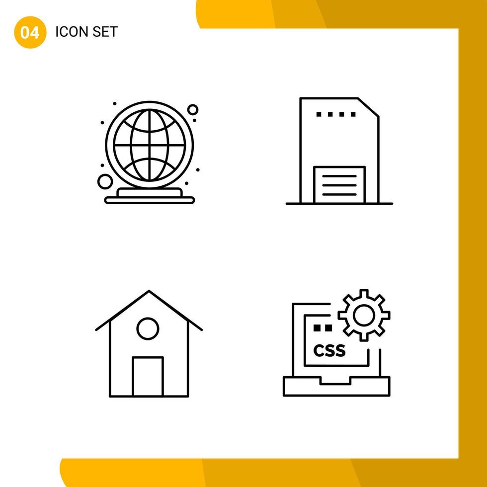 4 Icon Set Line Style Icon Pack Outline Symbols isolated on White Backgound for Responsive Website Designing vector