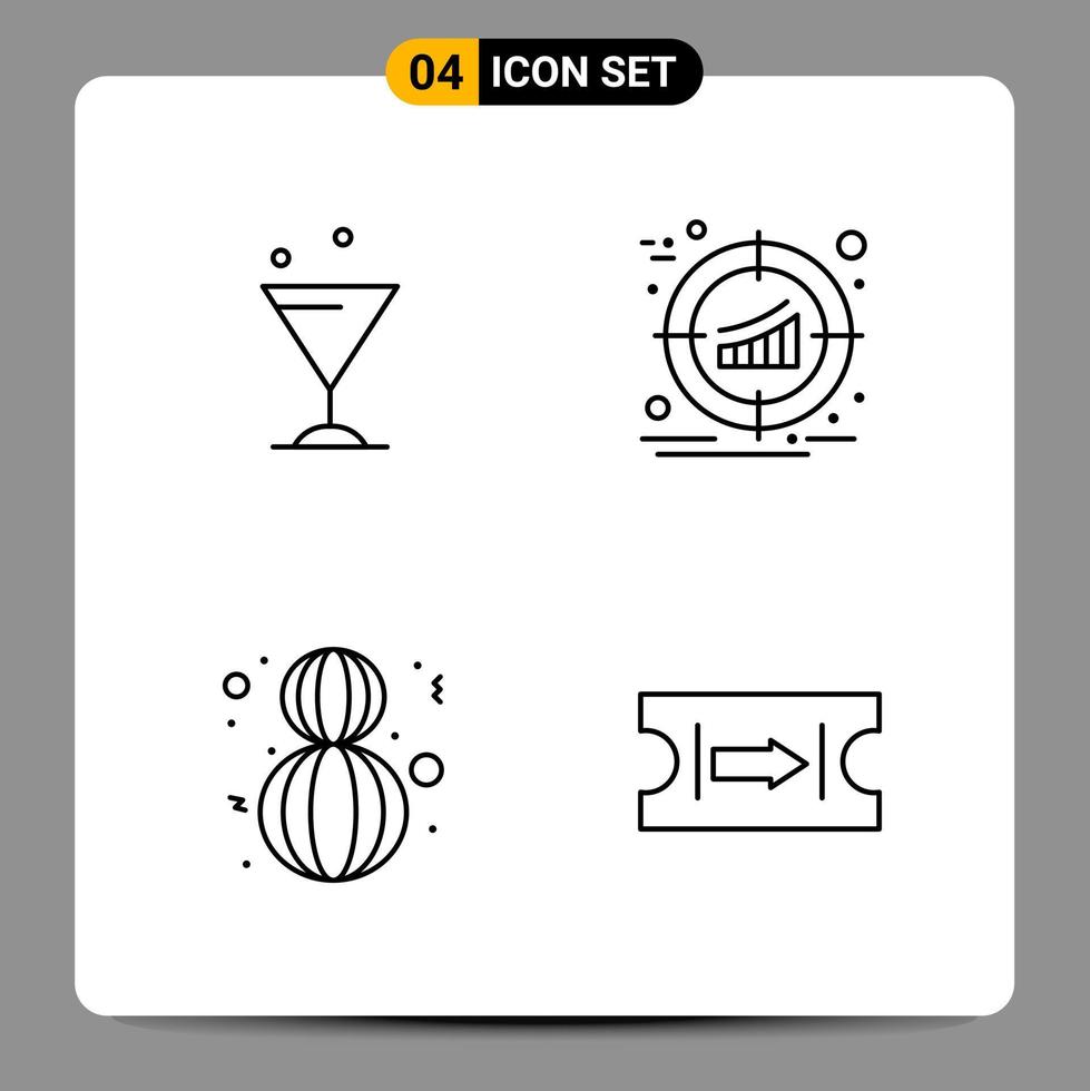 4 Black Icon Pack Outline Symbols Signs for Responsive designs on white background 4 Icons Set vector