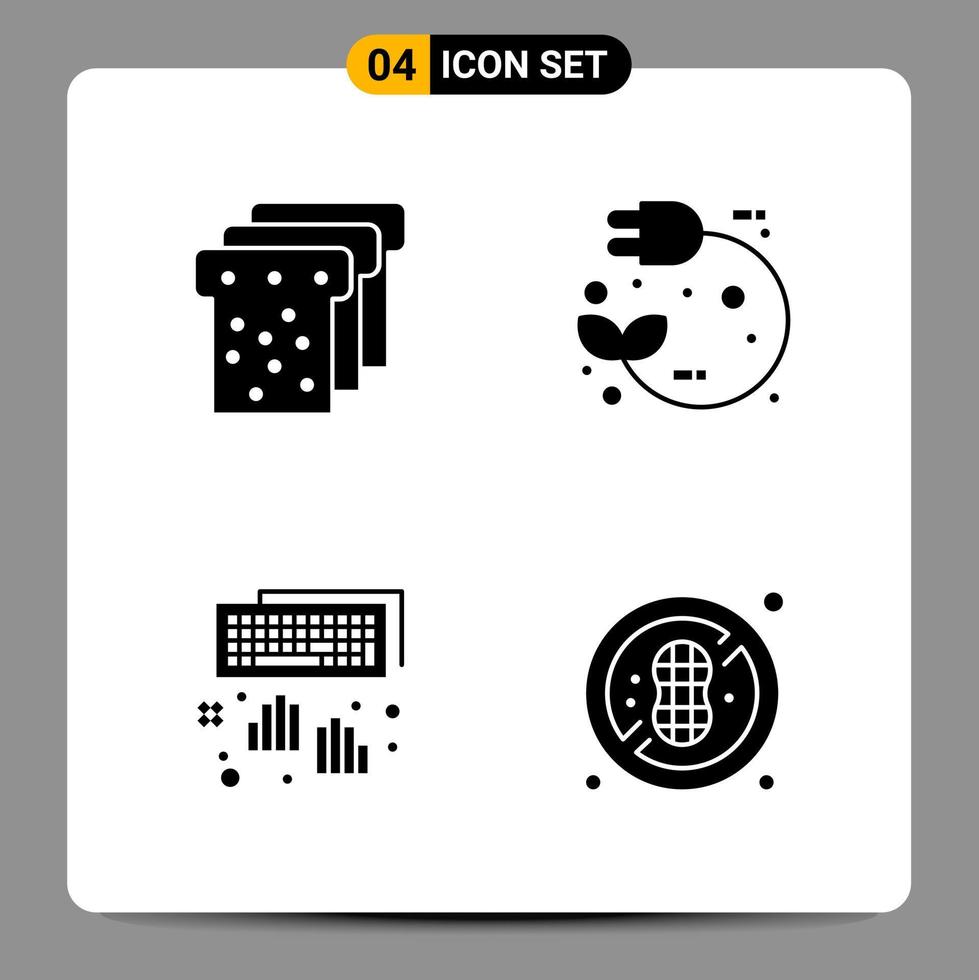 4 Black Icon Pack Glyph Symbols Signs for Responsive designs on white background 4 Icons Set vector
