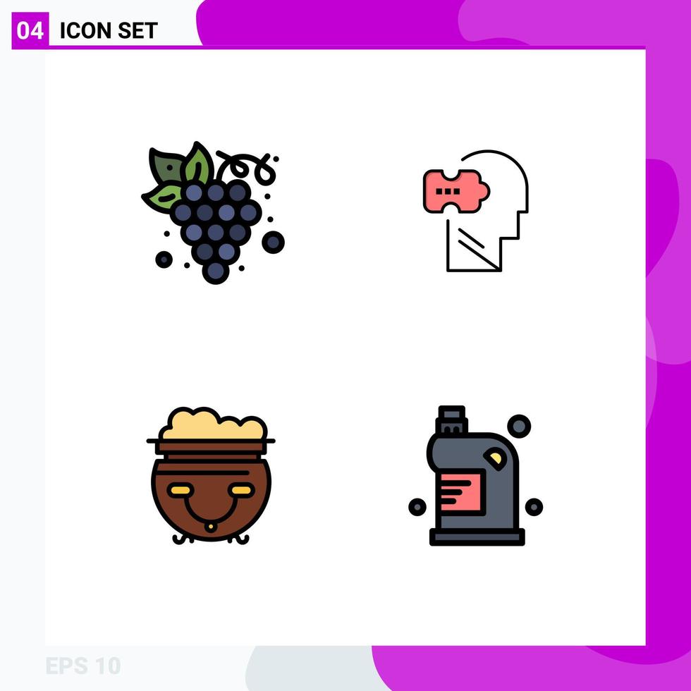 4 Creative Icons Modern Signs and Symbols of diet pot organic problem american Editable Vector Design Elements