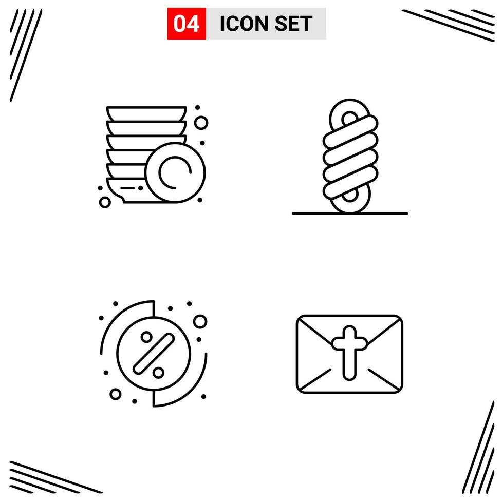 4 Icons Line Style Grid Based Creative Outline Symbols for Website Design Simple Line Icon Signs Isolated on White Background 4 Icon Set vector