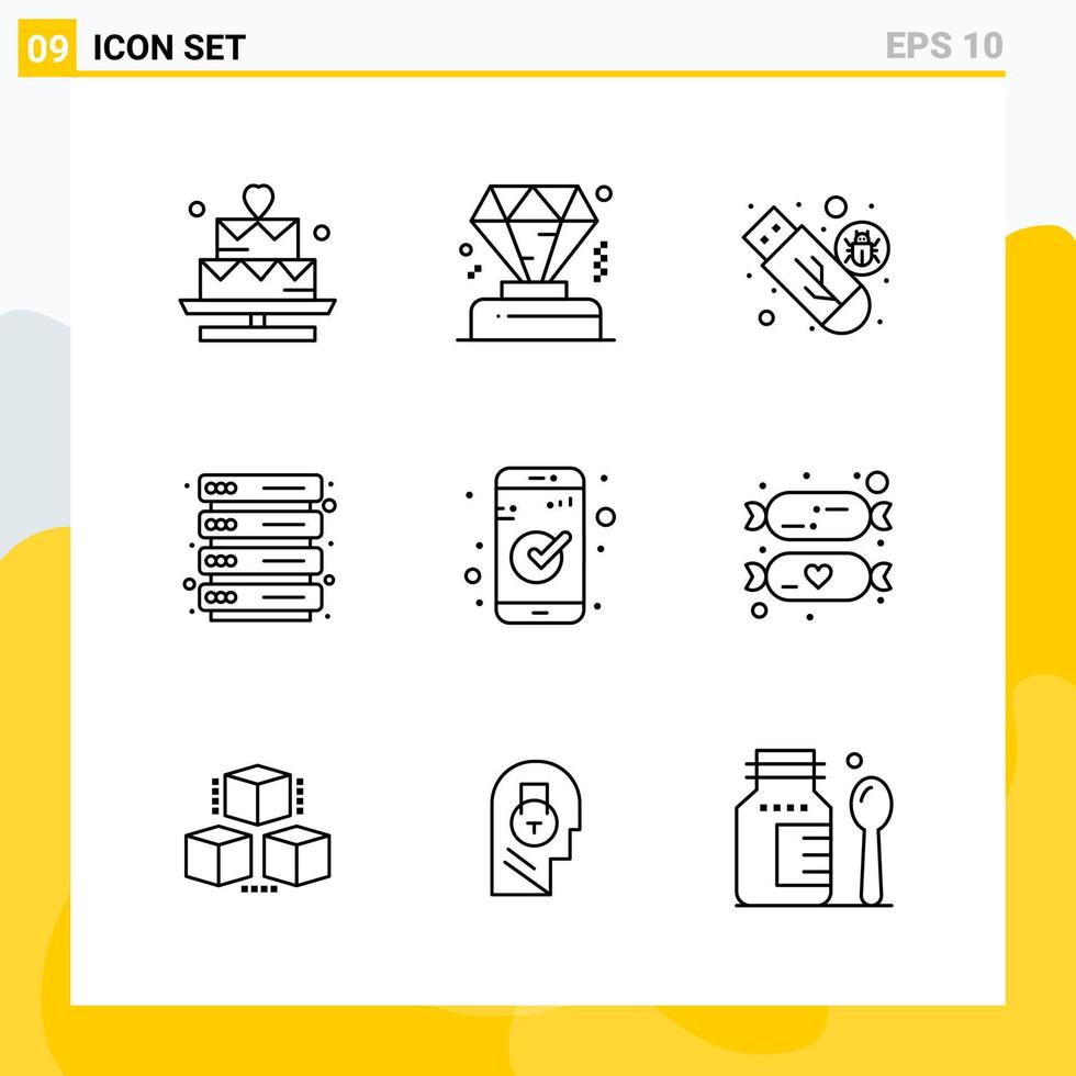 Collection of 9 Universal Line Icons Icon Set for Web and Mobile vector