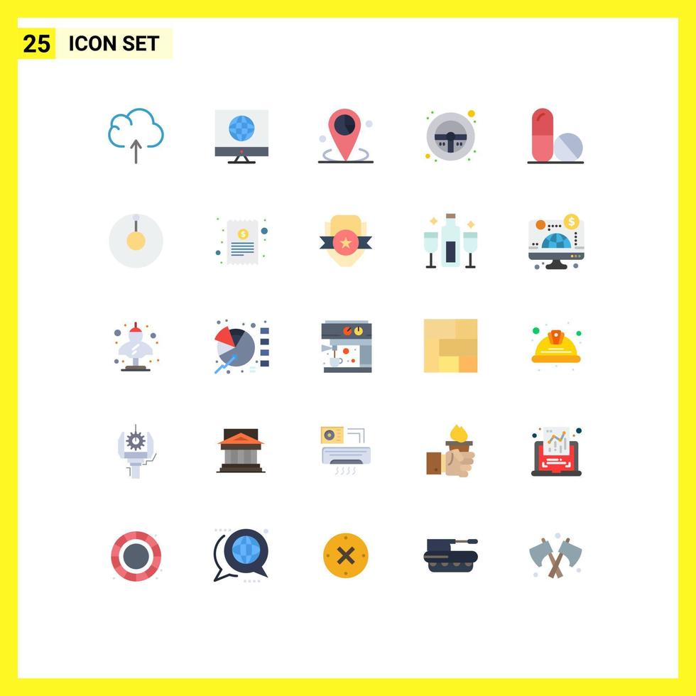 25 iconos creativos signos y símbolos modernos de la ciencia gráfico de rueda volante timón elementos de diseño vectorial editables vector