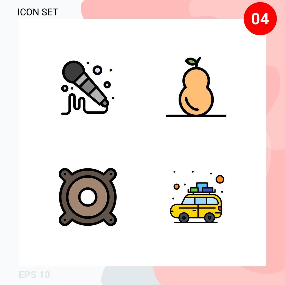 4 Creative Icons Modern Signs and Symbols of mic camping food devices travel Editable Vector Design Elements