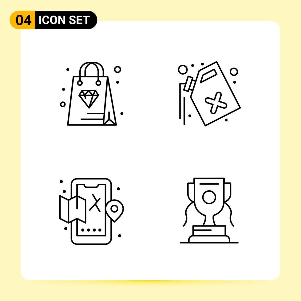 4 Creative Icons for Modern website design and responsive mobile apps 4 Outline Symbols Signs on White Background 4 Icon Pack vector