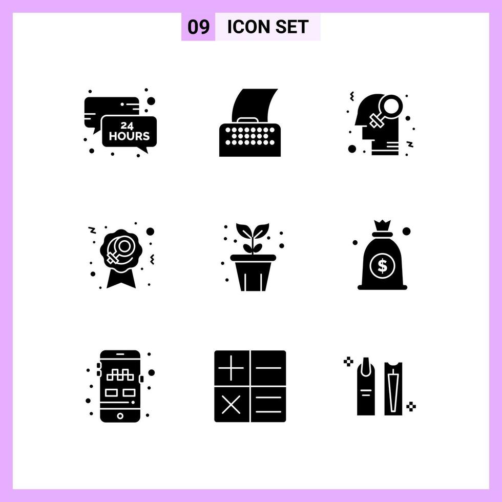 9 Icons in Solid Style Glyph Symbols on White Background Creative Vector Signs for Web mobile and Print
