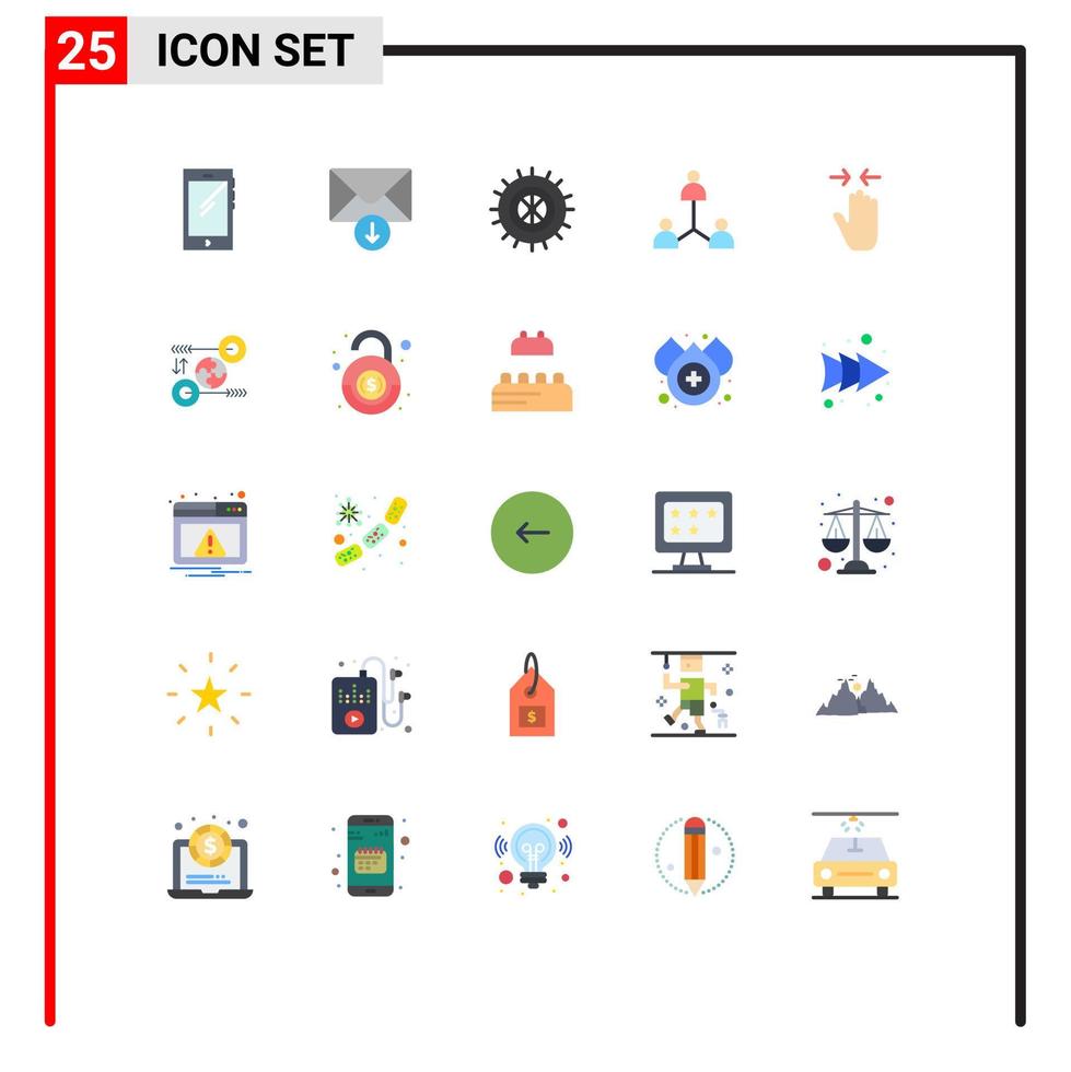 Modern Set of 25 Flat Colors and symbols such as pinch hand studded user network Editable Vector Design Elements