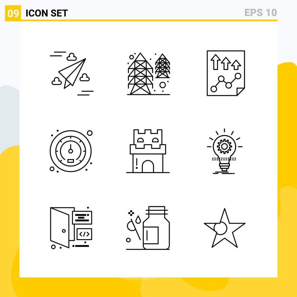 colección de 9 iconos de línea universal conjunto de iconos para web y móvil vector