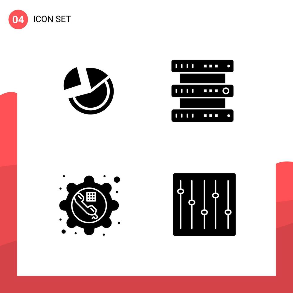 paquete de 4 iconos de glifos universales para medios impresos sobre fondo blanco vector