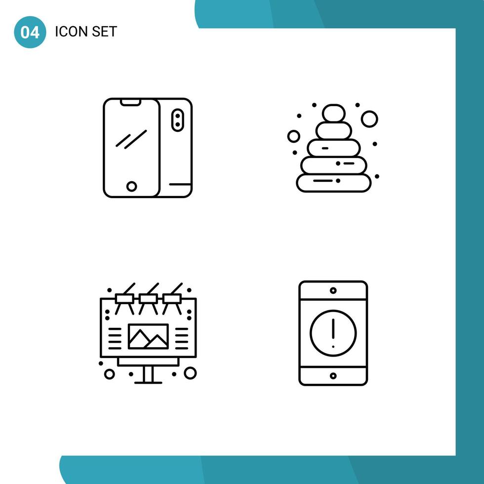 Stock Vector Icon Pack of 4 Line Signs and Symbols for phone advertising android pyramid outdoor Editable Vector Design Elements