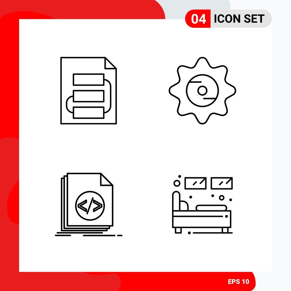 Creative Set of 4 Universal Outline Icons isolated on White Background vector