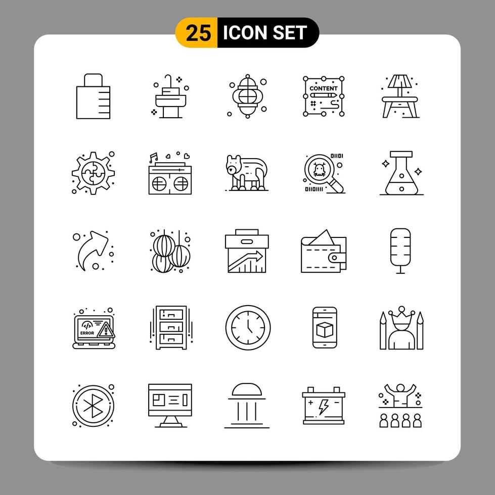 25 Black Icon Pack Outline Symbols Signs for Responsive designs on white background 25 Icons Set vector