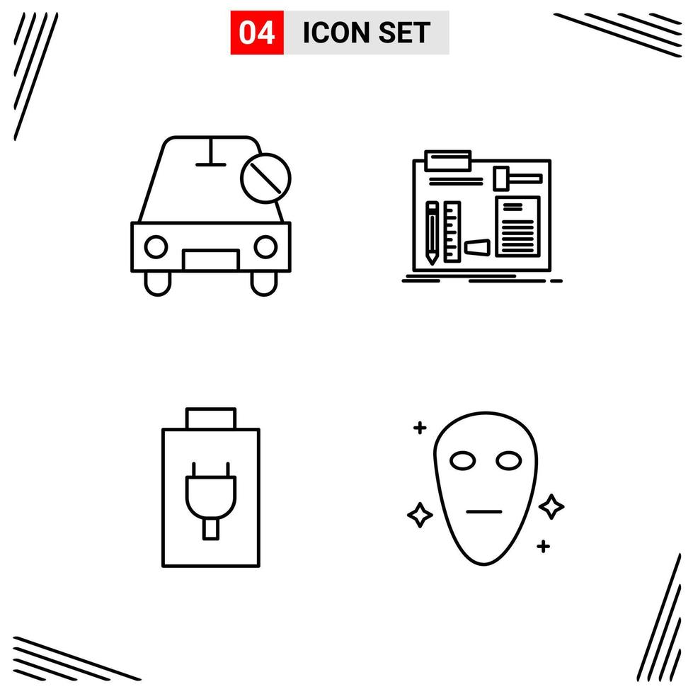 4 Icons Line Style Grid Based Creative Outline Symbols for Website Design Simple Line Icon Signs Isolated on White Background 4 Icon Set vector