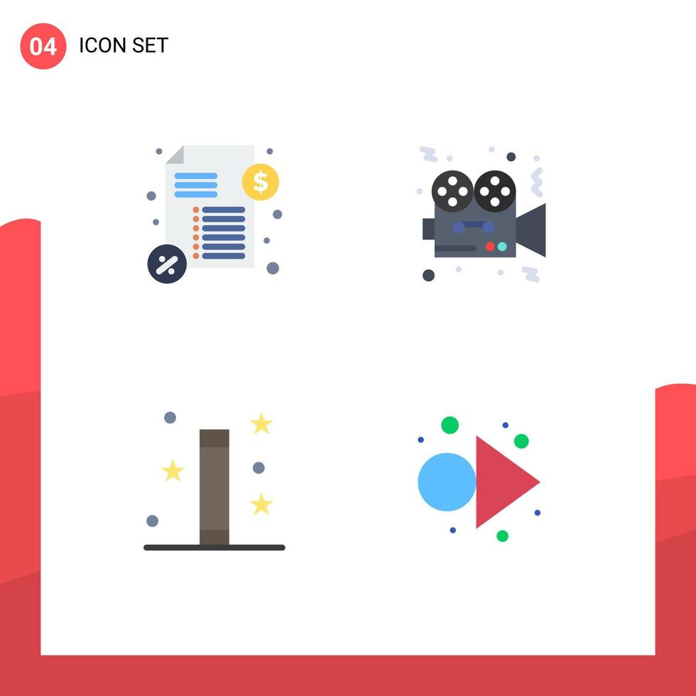 Group of 4 Modern Flat Icons Set for loan magic movie film magical Editable Vector Design Elements