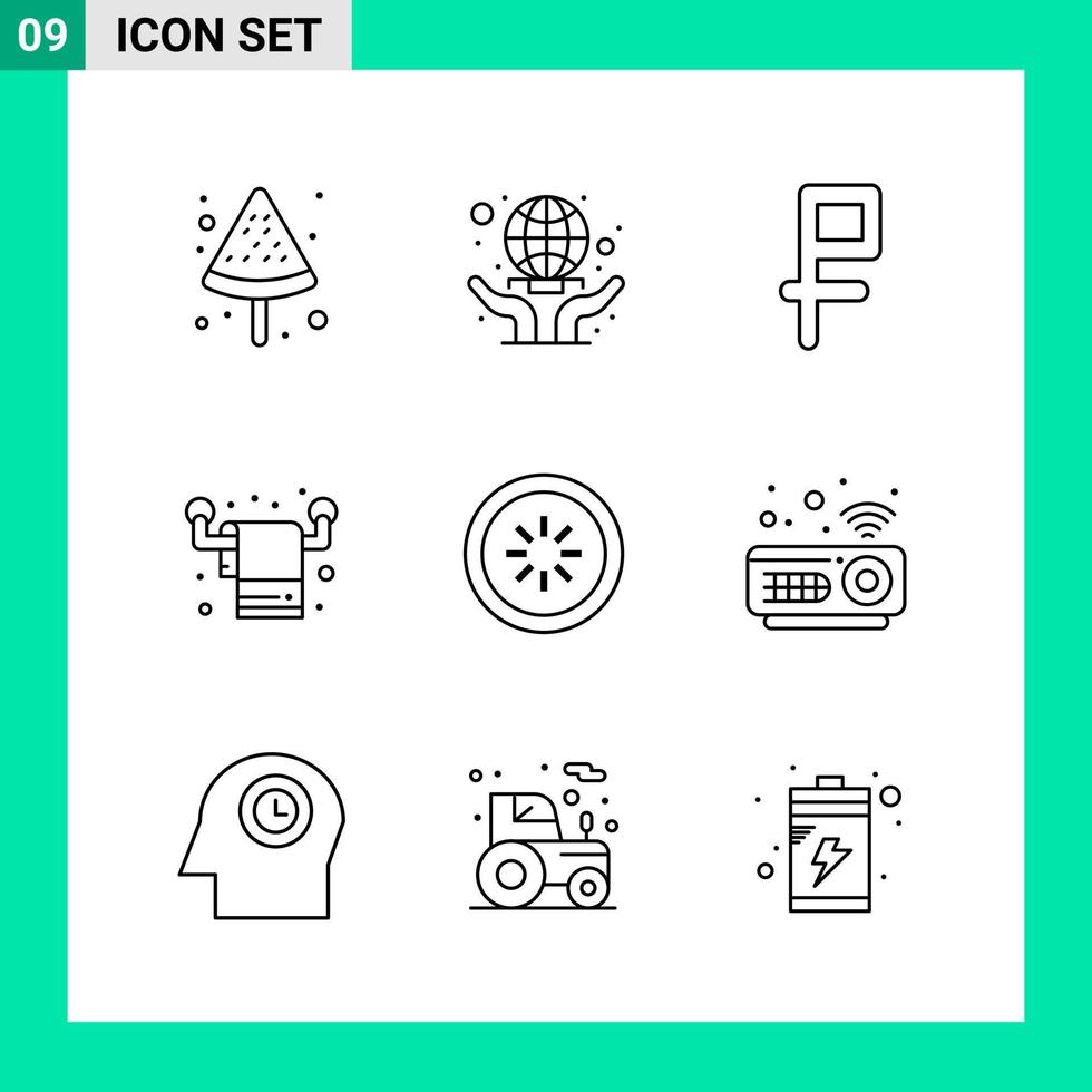 Pack of 9 Line Style Icon Set Outline Symbols for print Creative Signs Isolated on White Background 9 Icon Set vector