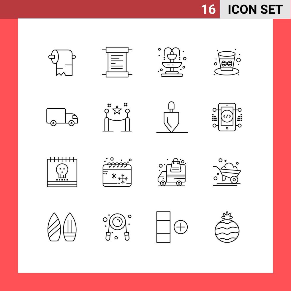 16 Creative Icons Modern Signs and Symbols of barrier rope transport fountain logistics holiday Editable Vector Design Elements