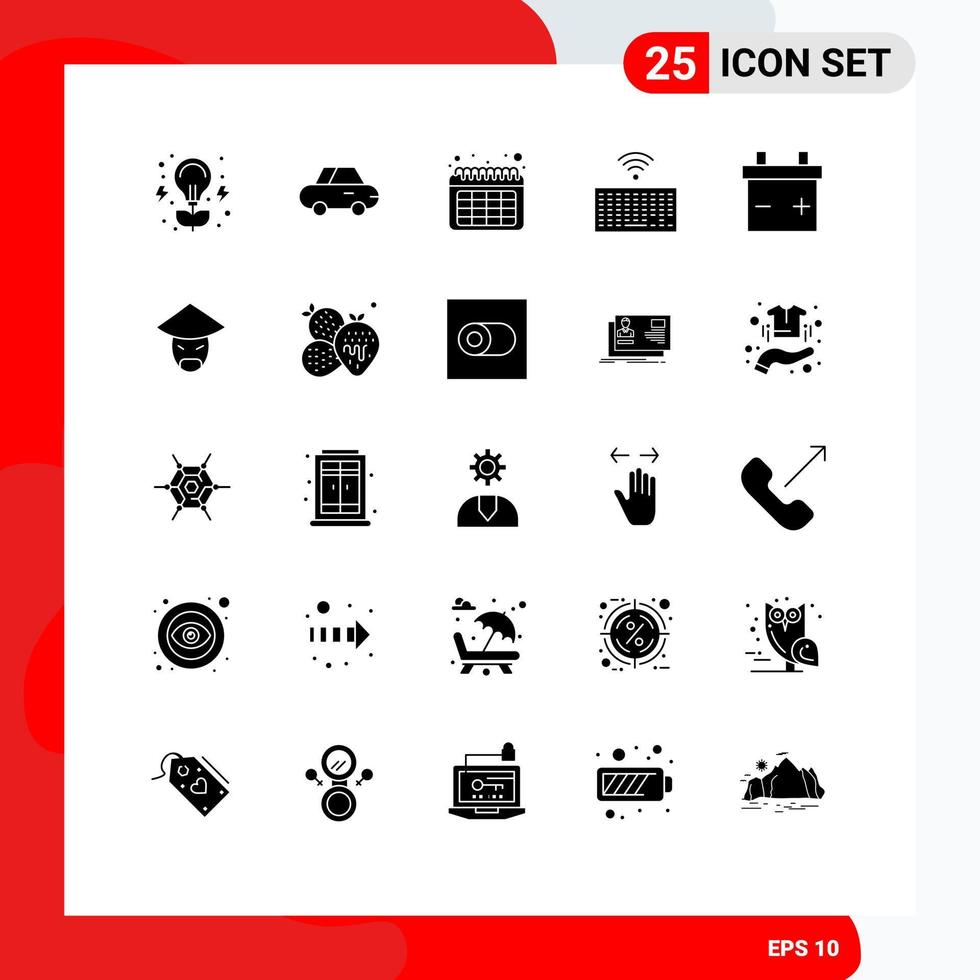 25 Universal Solid Glyph Signs Symbols of chinese china time emperor type Editable Vector Design Elements