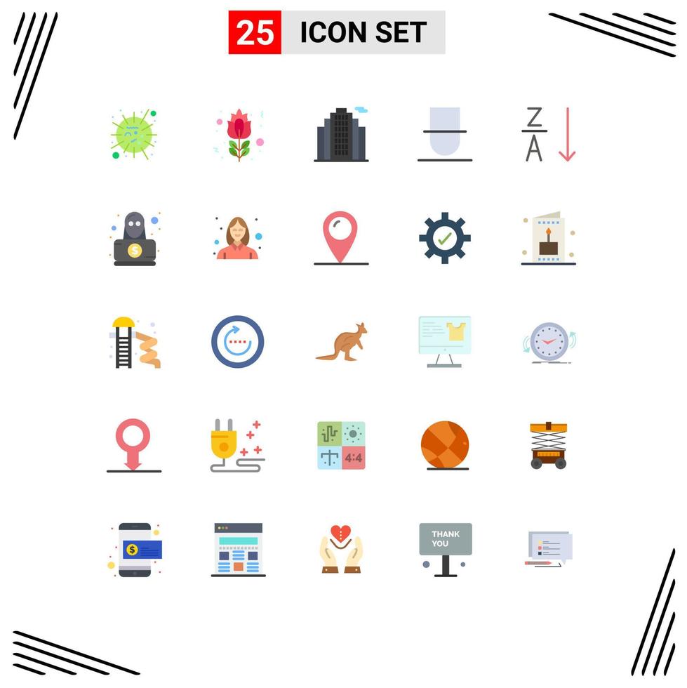 25 Universal Flat Color Signs Symbols of order user rose person gentleman Editable Vector Design Elements