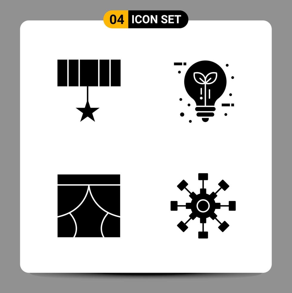 4 Black Icon Pack Glyph Symbols Signs for Responsive designs on white background 4 Icons Set vector