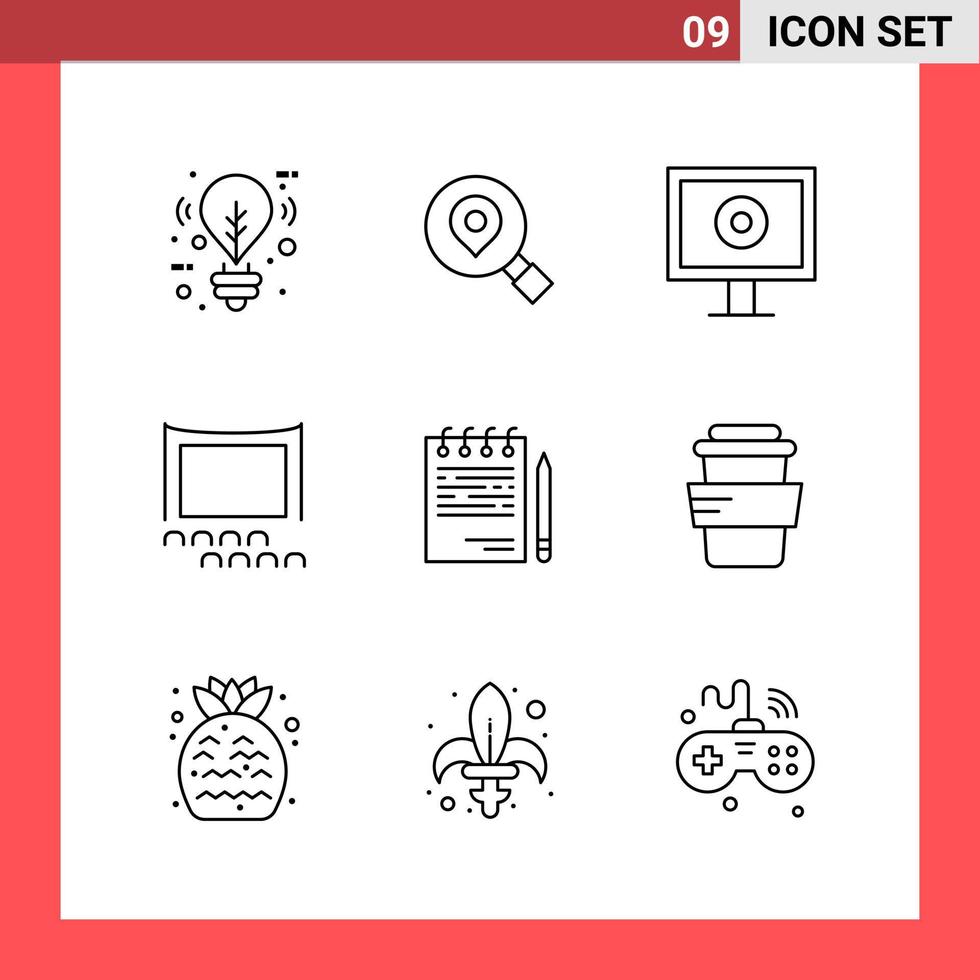 9 Icon Pack Line Style Outline Symbols on White Background Simple Signs for general designing vector