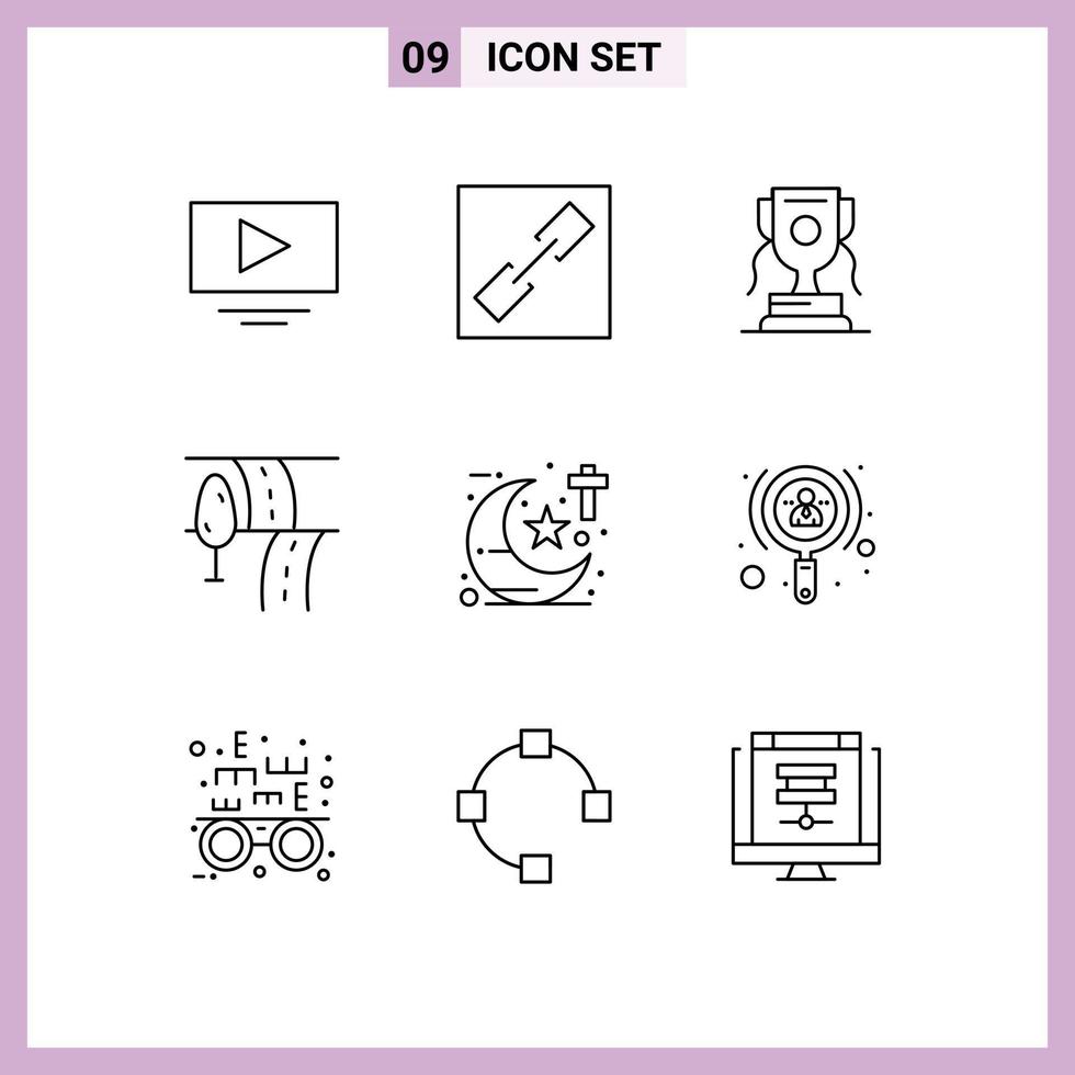 9 Creative Icons Modern Signs and Symbols of growth studies sport religious travel Editable Vector Design Elements