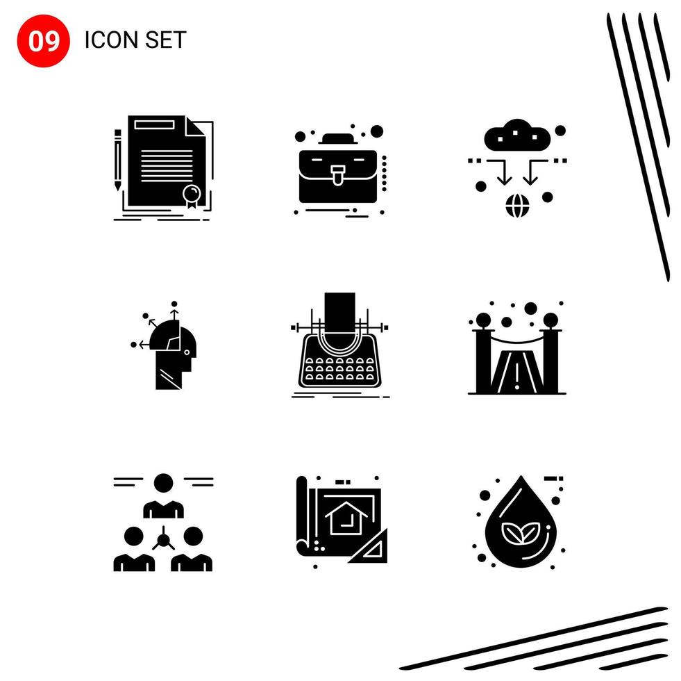 Collection of 9 Vector Icons in solid style Pixle Perfect Glyph Symbols for Web and Mobile Solid Icon Signs on White Background 9 Icons